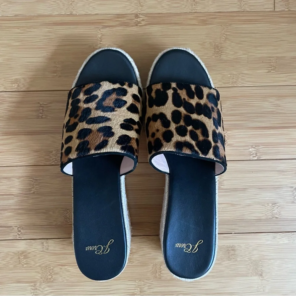 NEW J. Crew Calf Hair Camilla Espadrille Slide Sandals